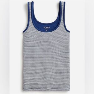 J.Crew Navy and White Striped Sleeveless Tank Top With Shelf Bra Size Small NWT